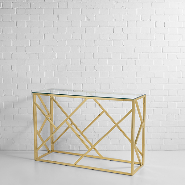 Gold console table hire